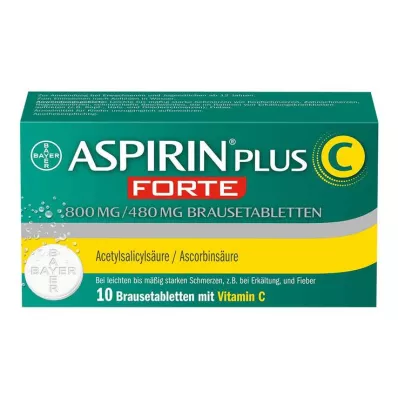 Aspirin plus C forte 800 mg / 480 mg šnypščiosios tabletės, 10 vnt