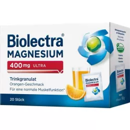 BIOLECTRA Magnis 400 mg ultra geriamosios granulės apelsinų spalvos, 20 vnt