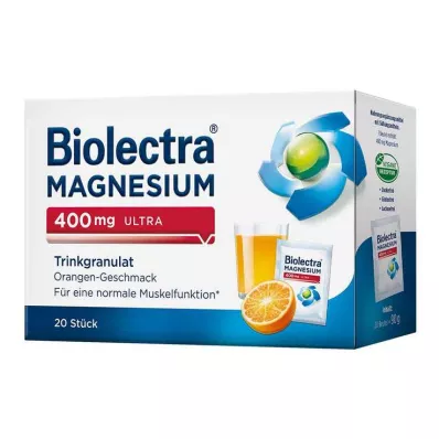 BIOLECTRA Magnis 400 mg ultra geriamosios granulės apelsinų spalvos, 20 vnt