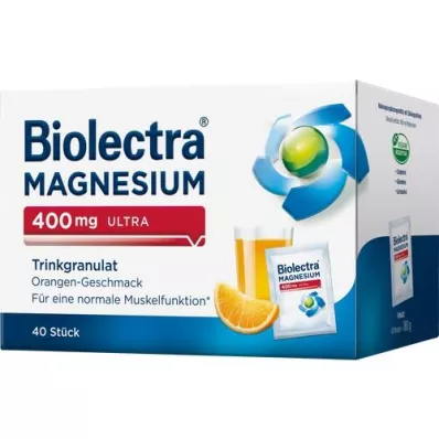 BIOLECTRA Magnis 400 mg ultra geriamosios granulės apelsinų spalvos, 40 vnt