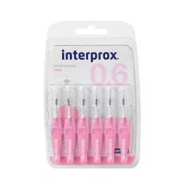 INTERPROX nano rožinės spalvos tarpdančių šepetėlių lizdinė plokštelė, 6 vnt