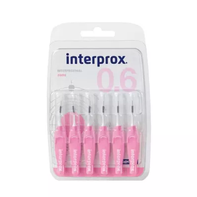 INTERPROX nano rožinės spalvos tarpdančių šepetėlių lizdinė plokštelė, 6 vnt