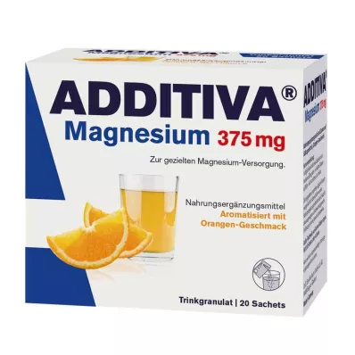 ADDITIVA Magnio 375 mg paketėliai su apelsinais, 20 vnt