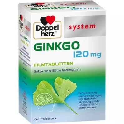 DOPPELHERZ Ginkgo 120 mg sisteminės plėvele dengtos tabletės, 120 vnt
