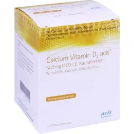 CALCIUM VITAMIN D3 acis 500 mg/400 TV kramtomosios tabletės, 100 vnt