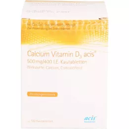 CALCIUM VITAMIN D3 acis 500 mg/400 TV kramtomosios tabletės, 120 vnt
