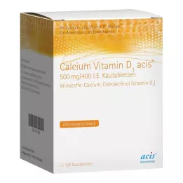 CALCIUM VITAMIN D3 acis 500 mg/400 TV kramtomosios tabletės, 120 vnt
