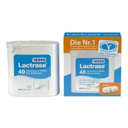 LACTRASE 18 000 FCC Tabletės dozatoriuje, 40 vnt