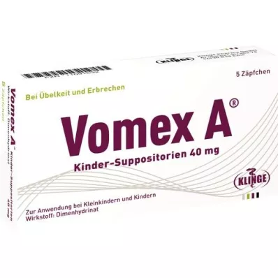 VOMEX Vaikų žvakutės 40 mg, 5 vnt