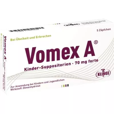 VOMEX Vaikų žvakutės 70 mg forte, 5 vnt