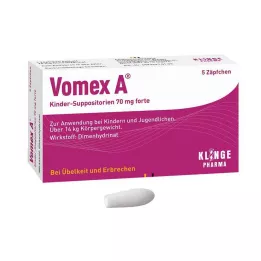 VOMEX Vaikų žvakutės 70 mg forte, 5 vnt