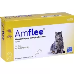 AMFLEE 50 mg taškinis tirpalas katėms, 3 vnt