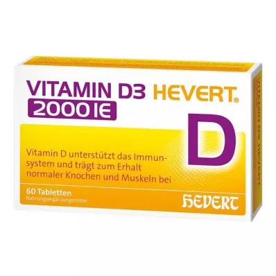 Vitaminas D3 Hevert 2000 TV tabletės, 60 vnt Vitaminas D3 Hevert 2000 TV tabletės, 60 vnt