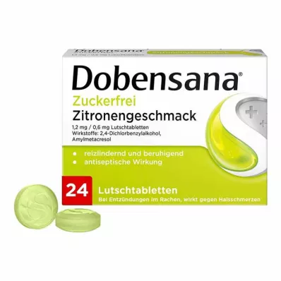 Dobensana® becukrės citrinų skonio pastilės, 24 vnt Dobensana® becukrės citrinų skonio pastilės, 24 vnt