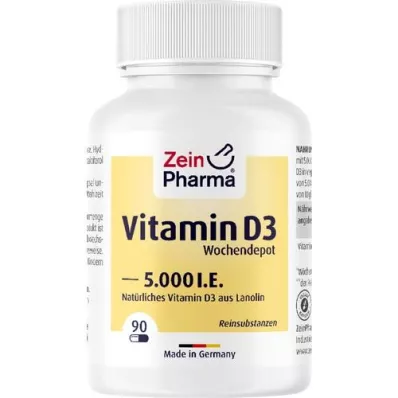 VITAMIN D3 5 000 I.U. savaitinės depo kapsulės, 90 vnt