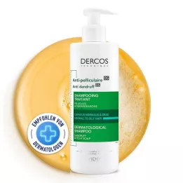 VICHY DERCOS Šampūnas nuo pleiskanų riebiai galvos odai, 390 ml