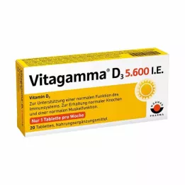 VITAGAMMA D3 5600 TV vitamino D3 NEM Tabletės, 20 vnt