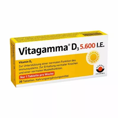 Vitagamma D3 5600 I.U.Vitamin D3 NEM tabletės, 20 vnt Vitagamma D3 5600 I.U.Vitamin D3 NEM tabletės, 20 vnt