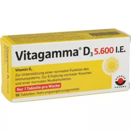VITAGAMMA D3 5600 TV vitamino D3 NEM Tabletės, 50 vnt