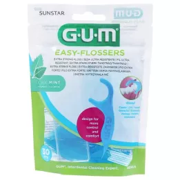GUM Easy-Flossers dantų siūlo lazdelės su vašku + kelioninis dėklas, 30 vnt