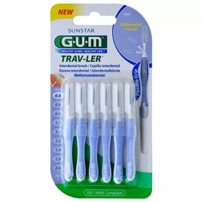 GUM Trav-Ler 0.6IN žvakės formos mėlynas tarpdančių šepetėlis, 6 vnt GUM Trav-Ler 0.6IN žvakės formos mėlynas tarpdančių šepetėlis, 6 vnt