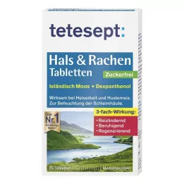 TETESEPT Gerklės &amp; Gerklės tabletės be cukraus, 20 vnt