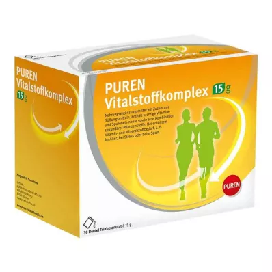 PUREN Gyvybiškai svarbių medžiagų komplekso paketėlis su 15 g granulių, 30 vnt
