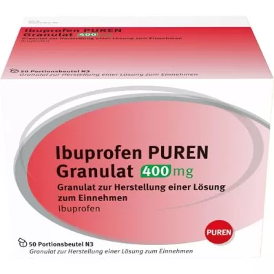 IBUPROFEN PUREN 400 mg granulės, skirtos gerti, 50 vnt