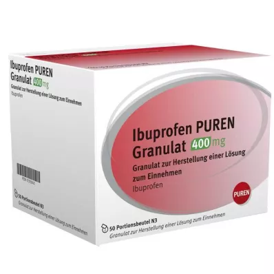 IBUPROFEN PUREN 400 mg granulės, skirtos gerti, 50 vnt