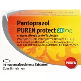 PANTOPRAZOL PUREN apsaugoti 20 mg enterinėmis plėvele dengtas tabletes, 14 vnt