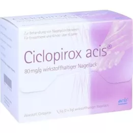 CICLOPIROX acis 80 mg/g nagų lako, kurio sudėtyje yra veikliosios medžiagos, 6 g