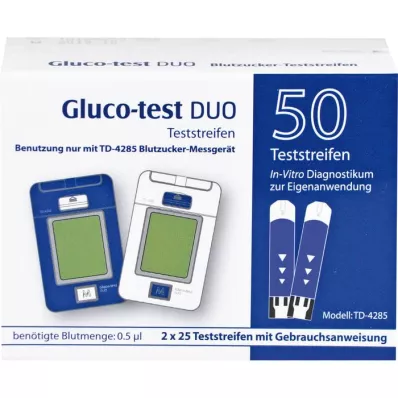 GLUCO TEST DUO Testo juostelės, 50 vnt