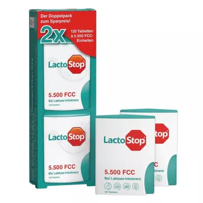 Lactostop 5500 FCC tabletės click dozatorius dviguba pakuotė, 2x120 vnt
