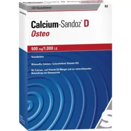 CALCIUM SANDOZ D Osteo 500 mg/1000 TV kramtomosios tabletės, 120 vnt