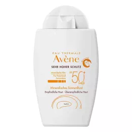 AVENE Mineralinis skystis nuo saulės SPF 50+ be atspalvio, 40 ml