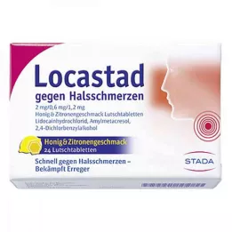 LOCASTAD nuo gerklės skausmo Medus-citrina Lut.-T., 24 vnt
