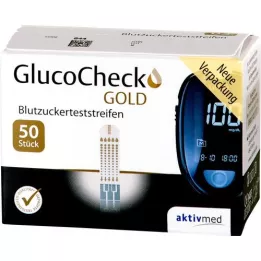 GLUCOCHECK GOLD Gliukozės kiekio kraujyje nustatymo juostelės, 50 vnt