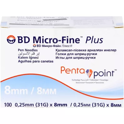 BD MICRO-FINE+ 8 plunksninės adatos 0,25x8 mm, 100 vnt