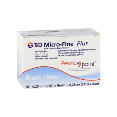 BD Micro-Fine + 8 adatos 0,25x8 mm, 100 vnt BD Micro-Fine + 8 adatos 0,25x8 mm, 100 vnt