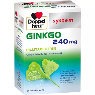 DOPPELHERZ Ginkgo 240 mg sisteminės plėvele dengtos tabletės, 120 vnt