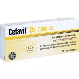 CEFAVIT D3 7000 I.U. plėvele dengtos tabletės, 60 vnt