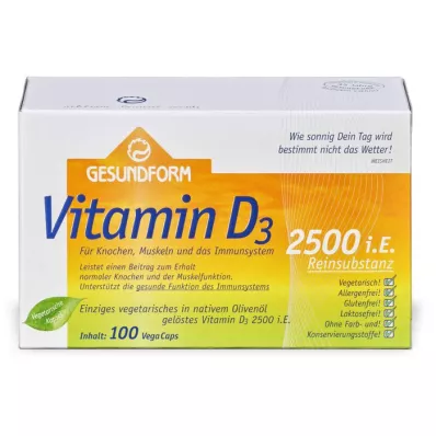 GESUNDFORM Vitaminas D3 2500 TV Vega-Caps, 100 vnt