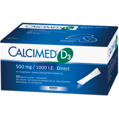 CALCIMED D3 500 mg/1000 I.U. Tiesioginės granulės, 60 vnt