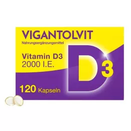 VIGANTOLVIT 2000 I.U. vitamino D3 minkštos kapsulės, 120 vnt