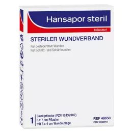 Hansapor sterilus žaizdų tvarstis 6x7 cm, 1 vnt