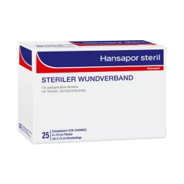 Hansapor sterilus žaizdų tvarstis 8x10 cm, 25 vnt