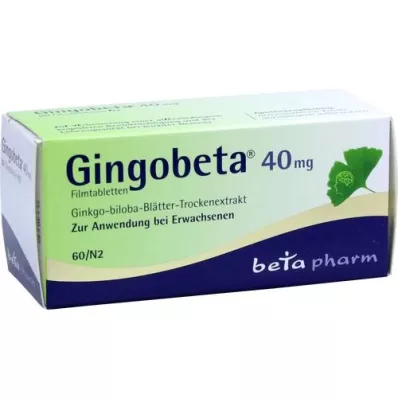 GINGOBETA 40 mg plėvele dengtos tabletės, 60 vnt