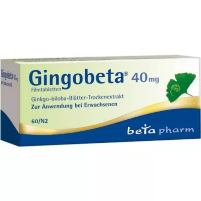 Gingobeta 40 mg plėvele dengtos tabletės, 60 vnt Gingobeta 40 mg plėvele dengtos tabletės, 60 vnt