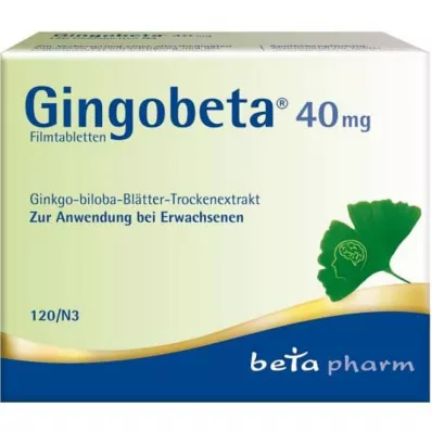 Gingobeta 40 mg plėvele dengtos tabletės, 120 vnt