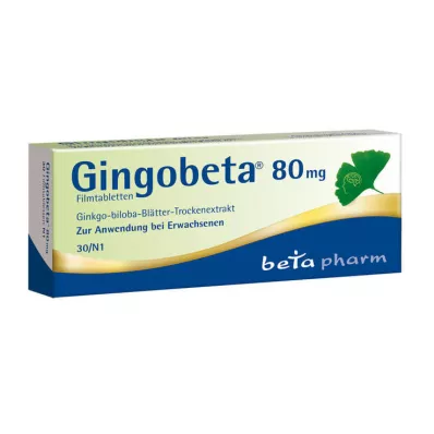 Gingobeta 80 mg plėvele dengtos tabletės, 30 vnt Gingobeta 80 mg plėvele dengtos tabletės, 30 vnt